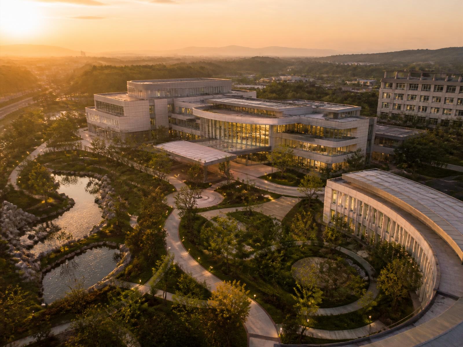 Aerial view of a healthcare campus